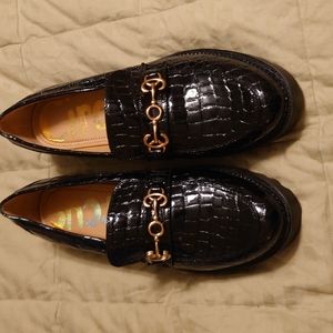 Sam Edelman Black Snake Loafers, Women's 11